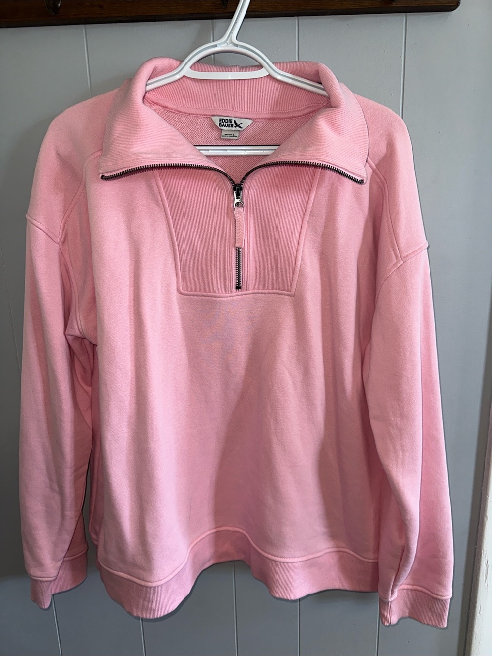 Eddie Bauer Light Pink Half-Zip Cowl Pullover